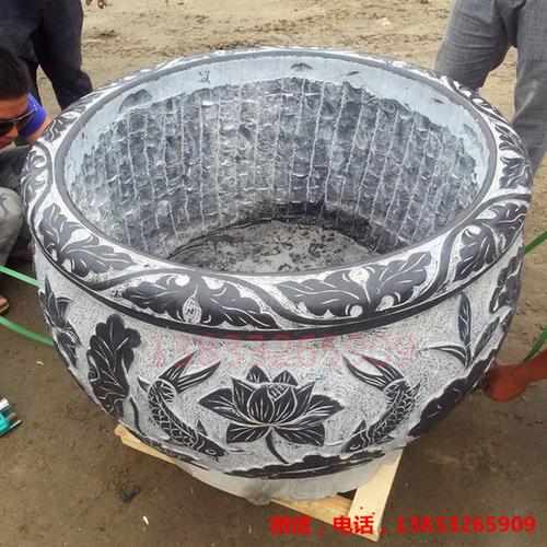 古韵匠心，活水游鱼 正品仿古石雕荷花鱼缸，点亮庭院与室内的东方雅境